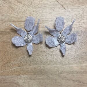 Lele Sadoughi Silver and White Floral Earrings